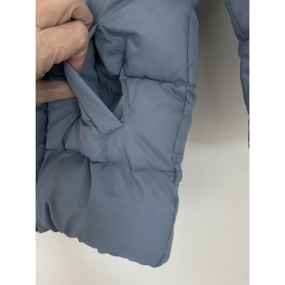 Uniqlo Long Puffer Jacket Coat Kids 3T Boys Girls Hooded Fleece Lined Blue - Picture 4 of 7